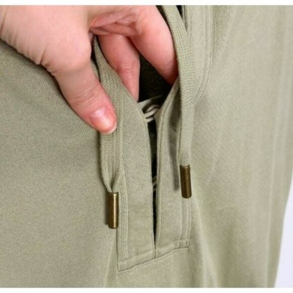 Intermix Hooded Romper Size P Green  With Drawstring Waist & Short Sleeves - Picture 5 of 13